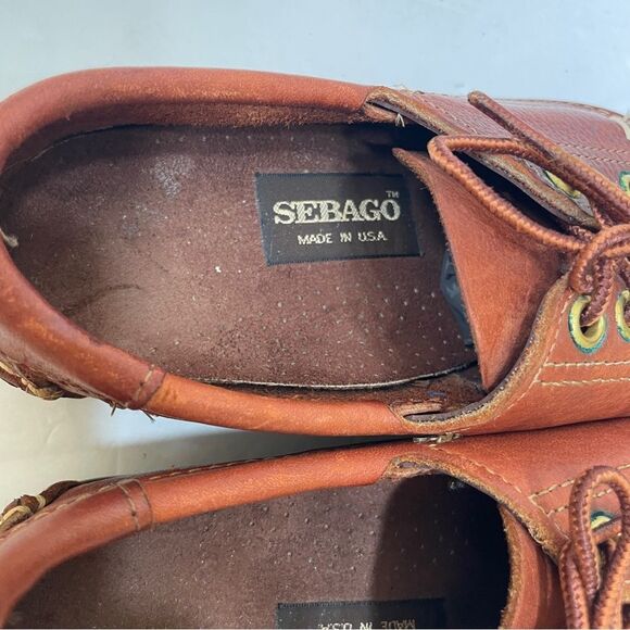 NEW WITHOUT TAGS SEBAGO BOAT LOAFERS IN BROWN LEATHER - Picture 4 of 7